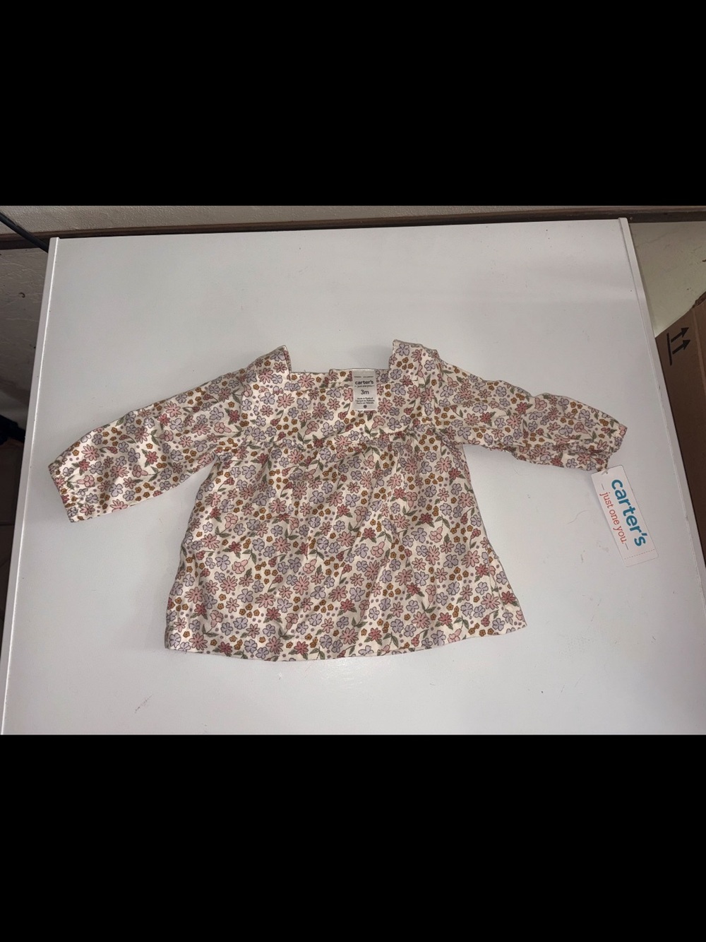 Carter's Floral Long-Sleeve Baby Blouse - Cream, Pink & Brown